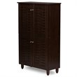 Baxton Studio Winda 4 Door Shoe Cabinet in Dark Brown