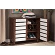 Baxton Studio Gisela 2 Door Shoe Cabinet in Dark Oak and White