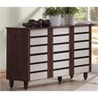 Baxton Studio Gisela 3 Door Shoe Cabinet in Dark Oak and White