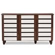 Baxton Studio Gisela 3 Door Shoe Cabinet in Dark Oak and White