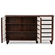 Baxton Studio Gisela 3 Door Shoe Cabinet in Dark Oak and White