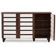Baxton Studio Gisela 3 Door Shoe Cabinet in Dark Oak and White
