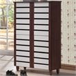 Baxton Studio Gisela 4 Door Shoe Cabinet in Dark Oak and White