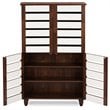 Baxton Studio Gisela 4 Door Shoe Cabinet in Dark Oak and White