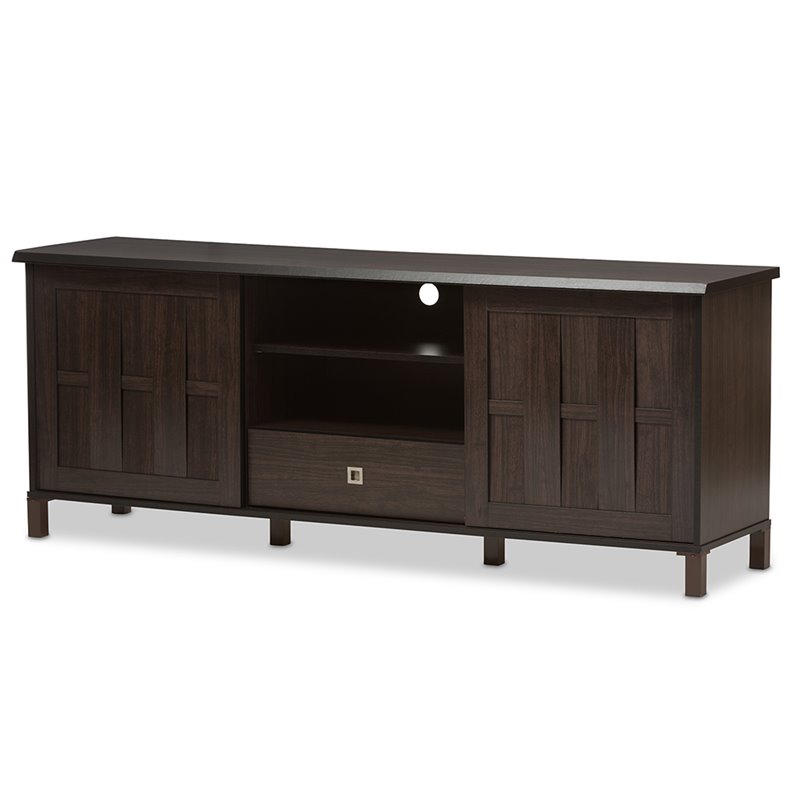 Baxton Studio Unna 70" TV Stand in Dark Brown