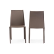 Baxton Studio Rockford Leather Dining Side Chair in Taupe (Set of 2)