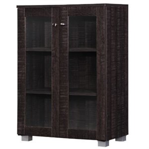 baxton studio mason curio cabinet in dark brown