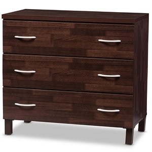 baxton studio maison 3 drawer chest in dark brown