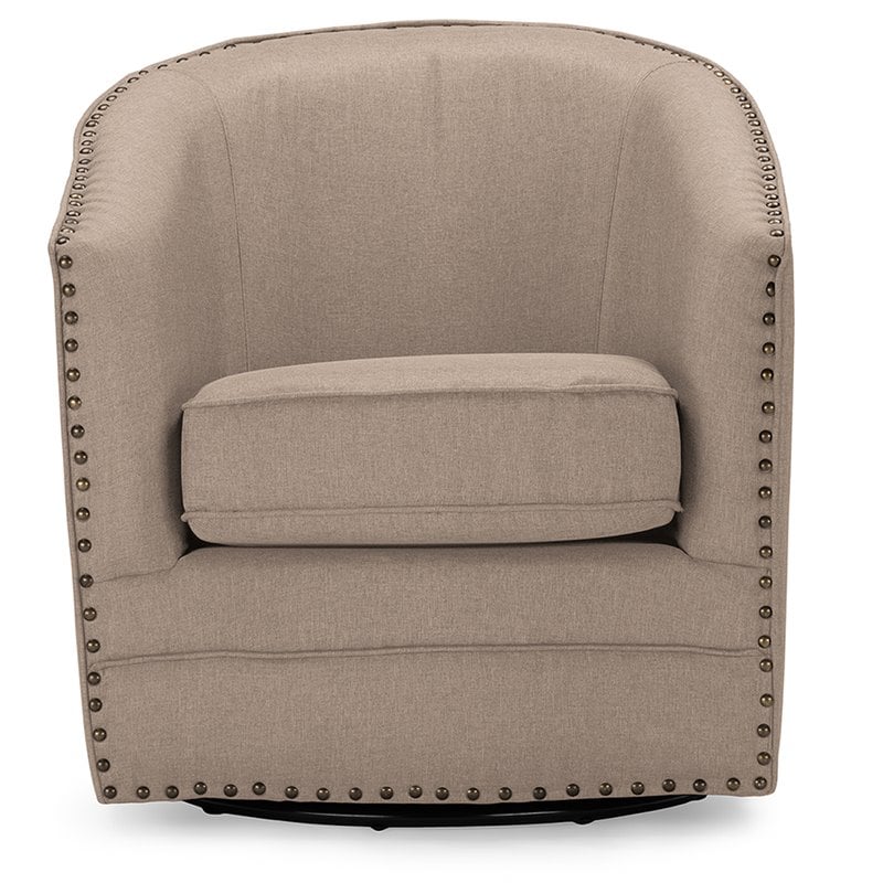 Baxton Studio Porter Swivel Accent Chair in Beige