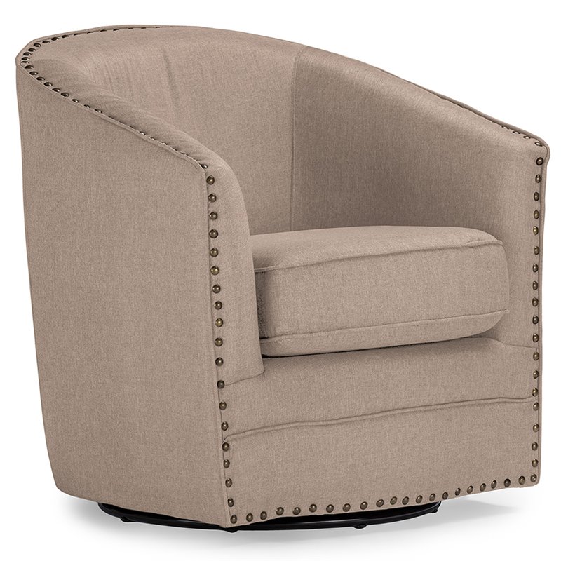 Baxton Studio Porter Swivel Accent Chair in Beige