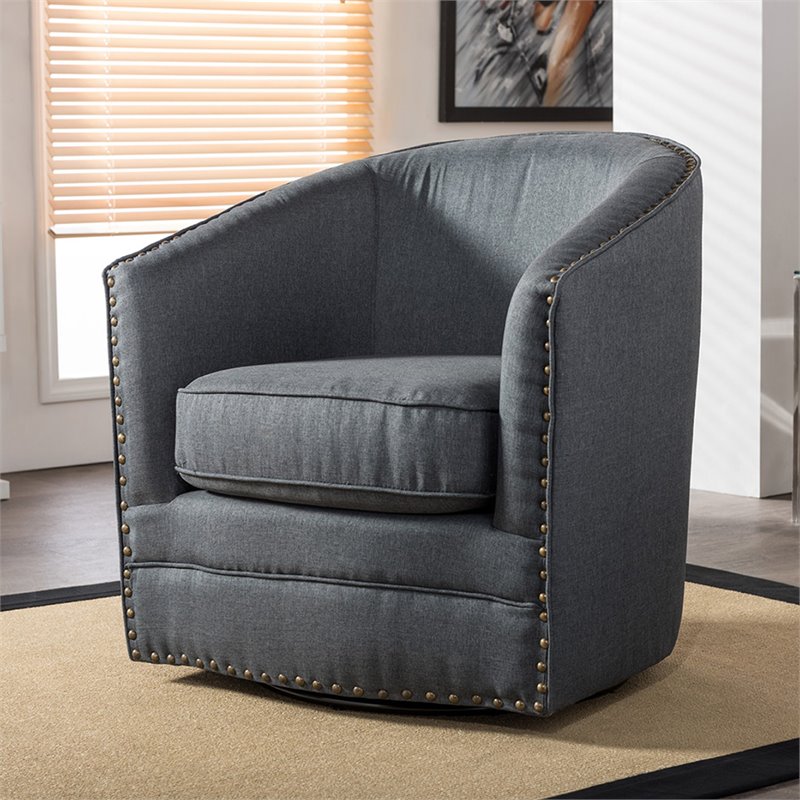 Baxton Studio Porter Swivel Accent Chair in Gray