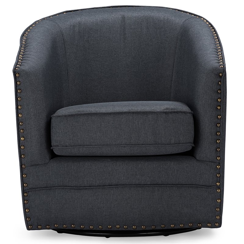 Baxton Studio Porter Swivel Accent Chair in Gray