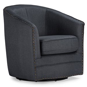 Baxton Studio Porter Swivel Accent Chair in Gray