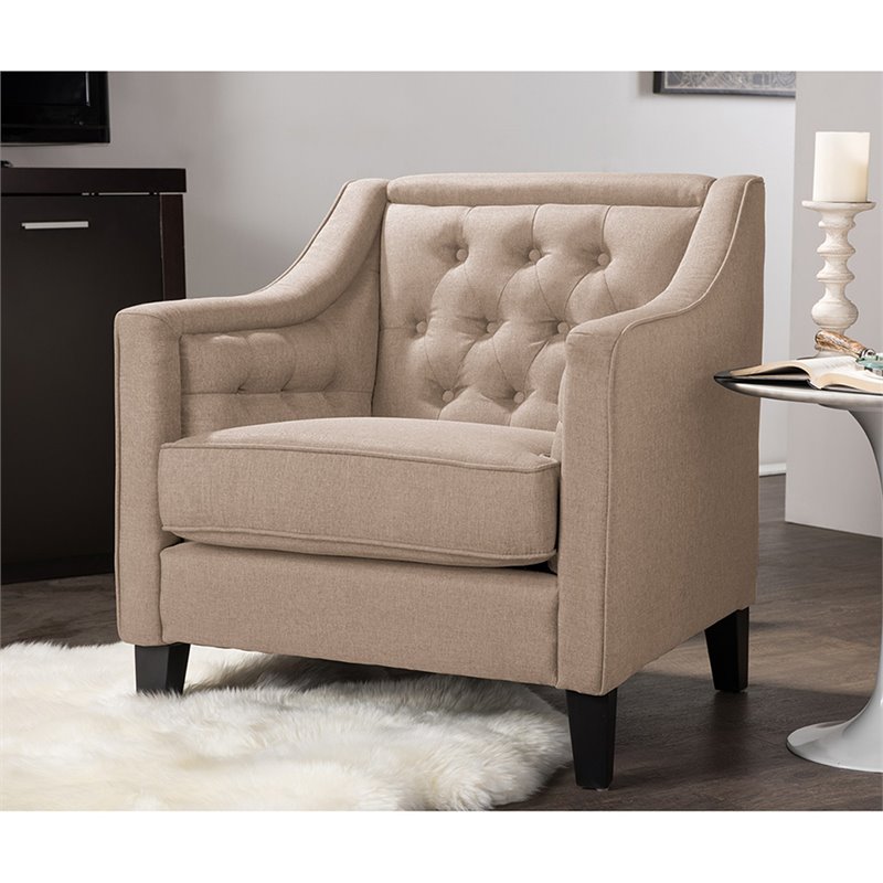 Baxton Studio Vienna Tufted Accent Chair in Beige and Black