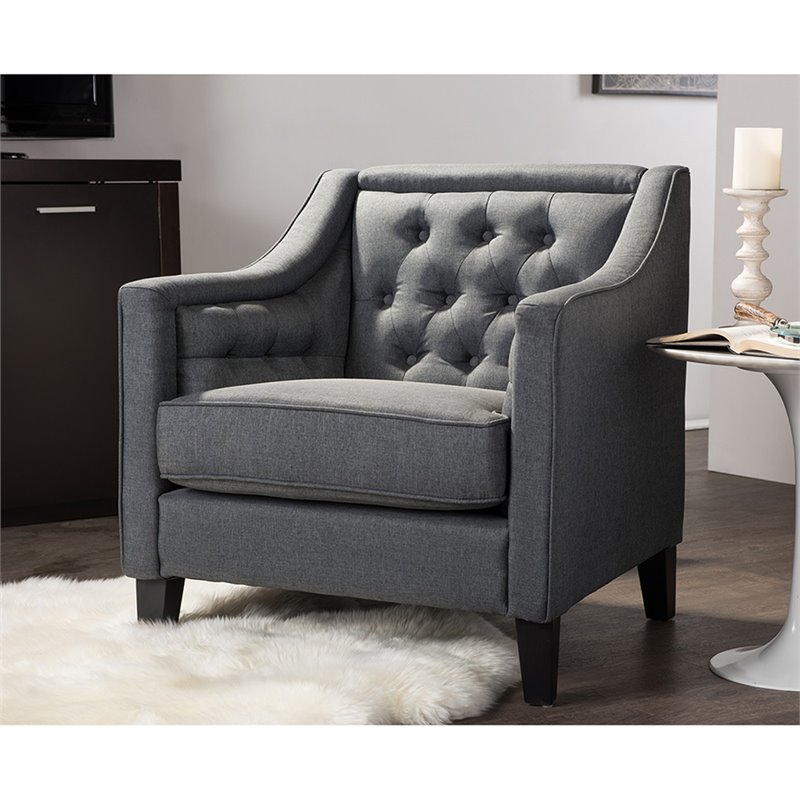 Baxton Studio Vienna Tufted Accent Chair in Gray and Black