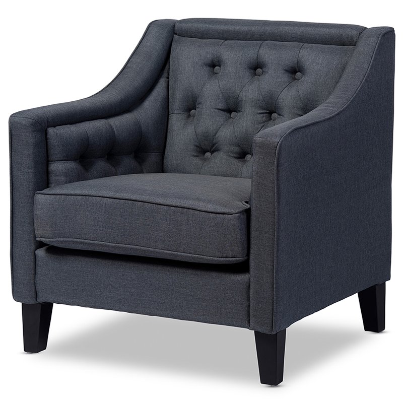 Baxton Studio Vienna Tufted Accent Chair in Gray and Black