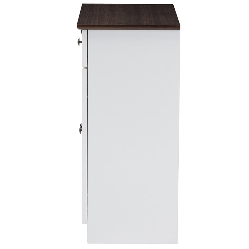 Baxton Studio Lauren Server in White and Dark Brown