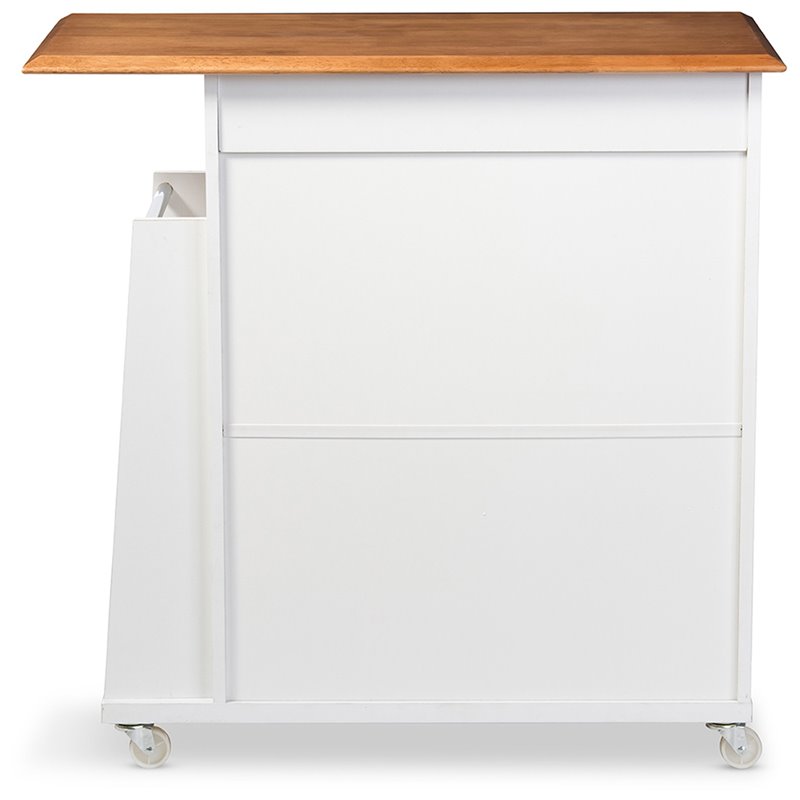 Baxton Studio Balmore Kitchen Cart in White and Dark Brown