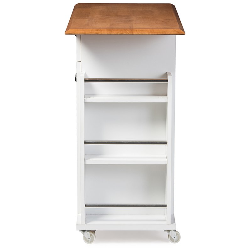 Baxton Studio Balmore Kitchen Cart in White and Dark Brown