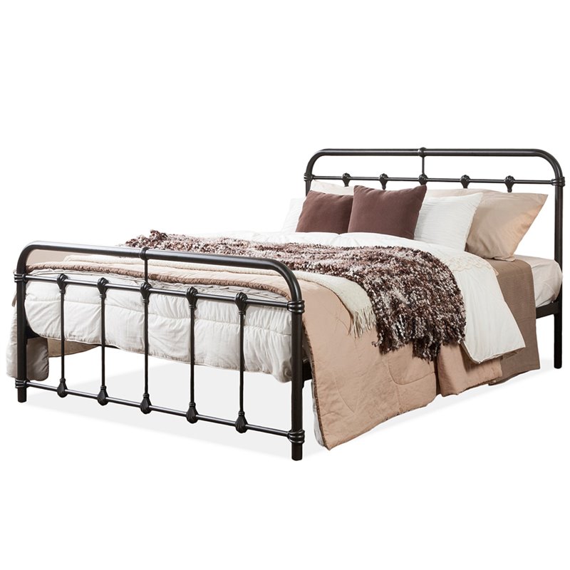 Baxton Studio Mandy Queen Metal Spindle Bed in Black