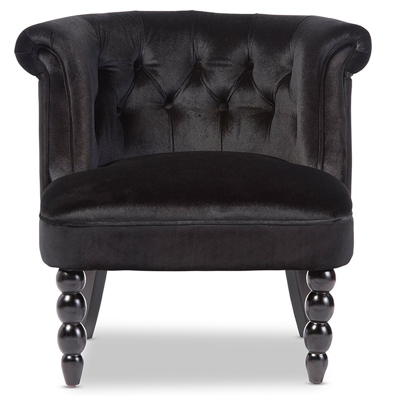 Baxton Studio Flax Velvet Accent Chair in Black WSGK756