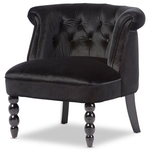 Baxton Studio Flax Velvet Accent Chair in Black