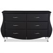Baxton Studio Enzo 6 Drawer Faux Leather Double Dresser in Black