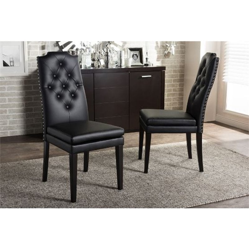 Baxton Studio Dylin Faux Leather Tufted Dining Side Chair (Set of 2