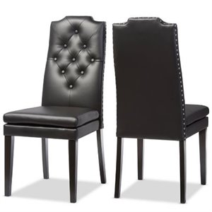 baxton studio dylin faux leather tufted dining side chair (set of 2)
