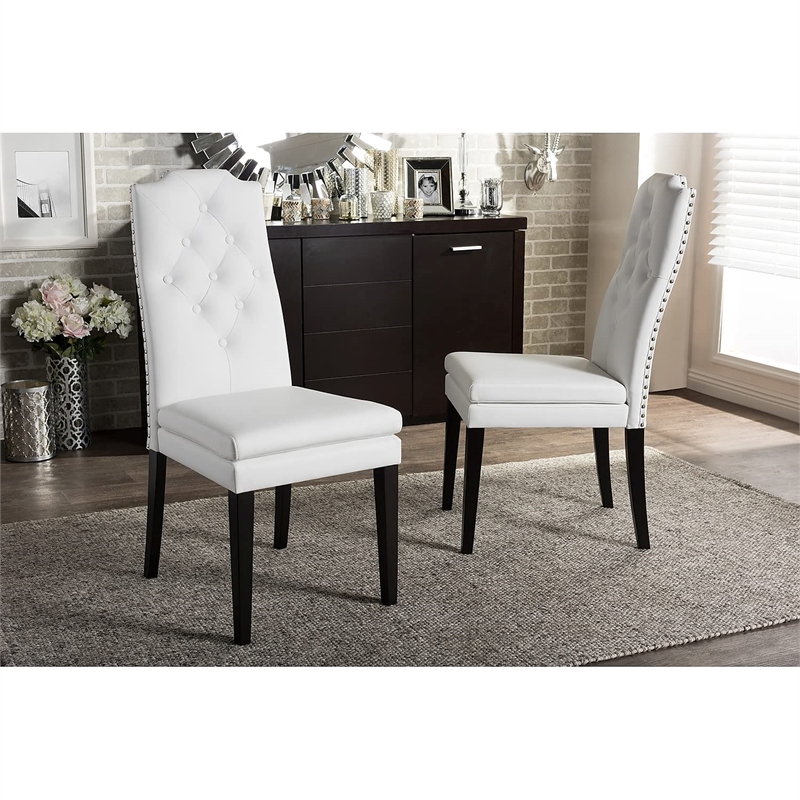 Baxton Studio Dylin Faux Leather Tufted Dining Side Chair (Set of 2)