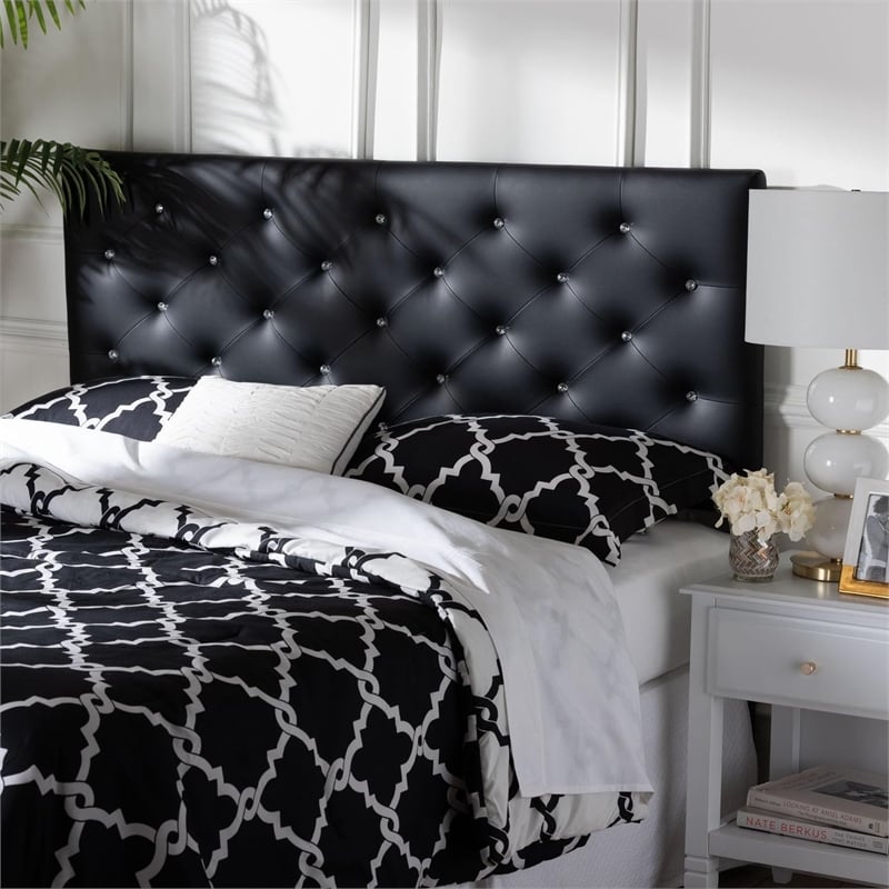 Baxton Studio Viviana Faux Leather Tufted Queen Panel Headboard
