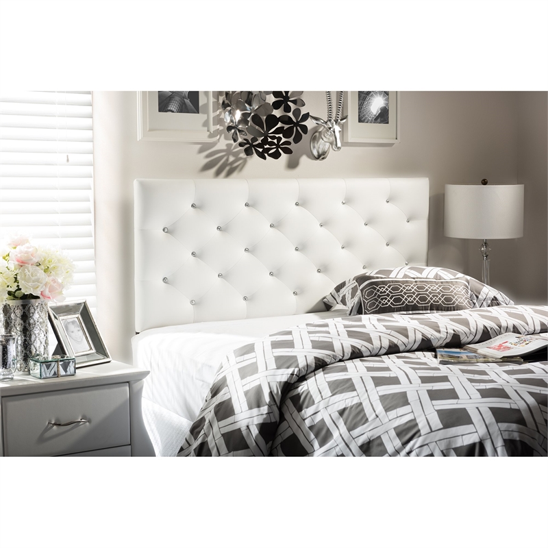 Baxton Studio Viviana Faux Leather Tufted Queen Panel Headboard