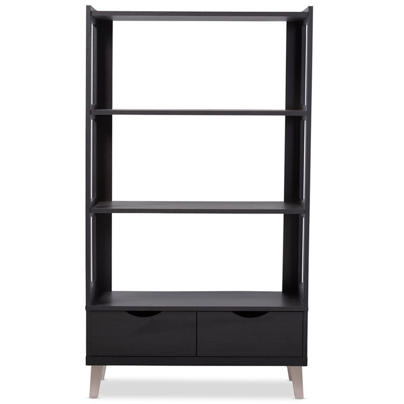 Baxton Studio Kalien 3 Shelf Bookcase in Espresso