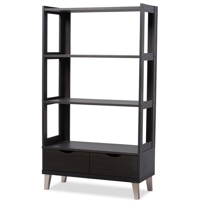 Baxton Studio Kalien 3 Shelf Bookcase in Espresso