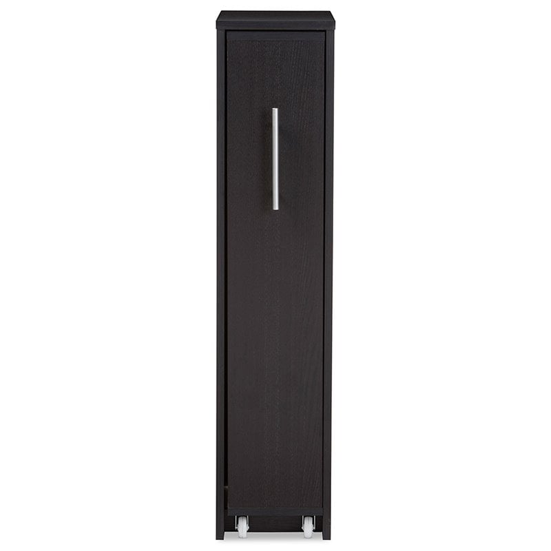 Baxton Studio Lindo 1 Pull Out Door Media Storage Cabinet in Brown