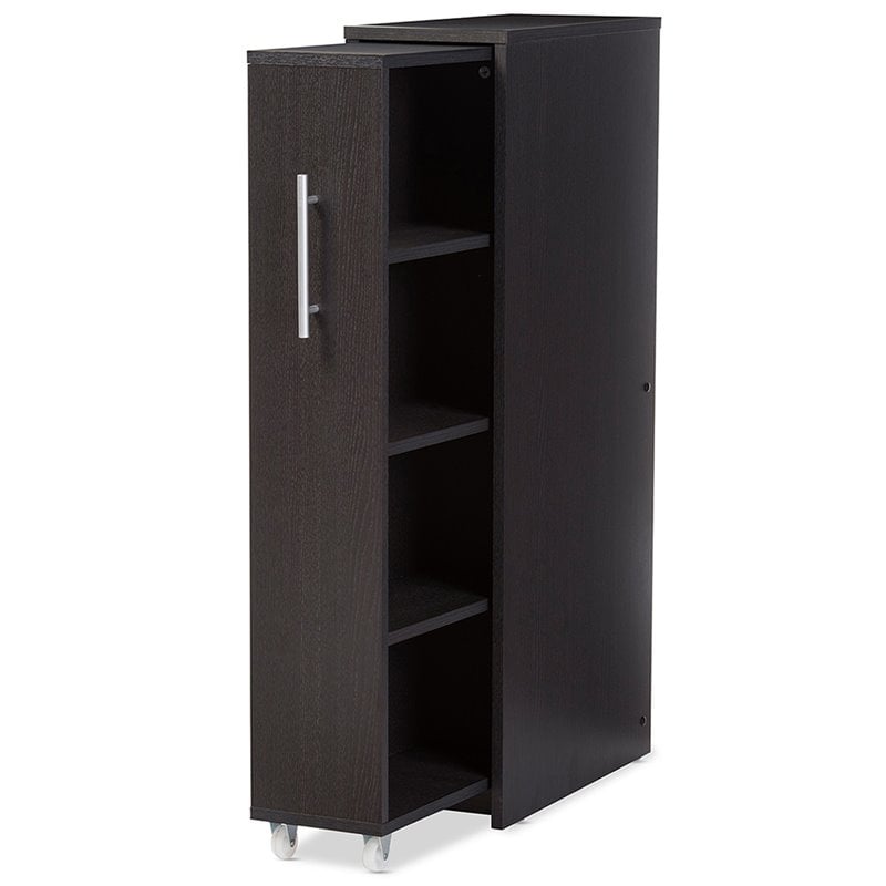 Baxton Studio Lindo 1 Pull Out Door Media Storage Cabinet in Brown