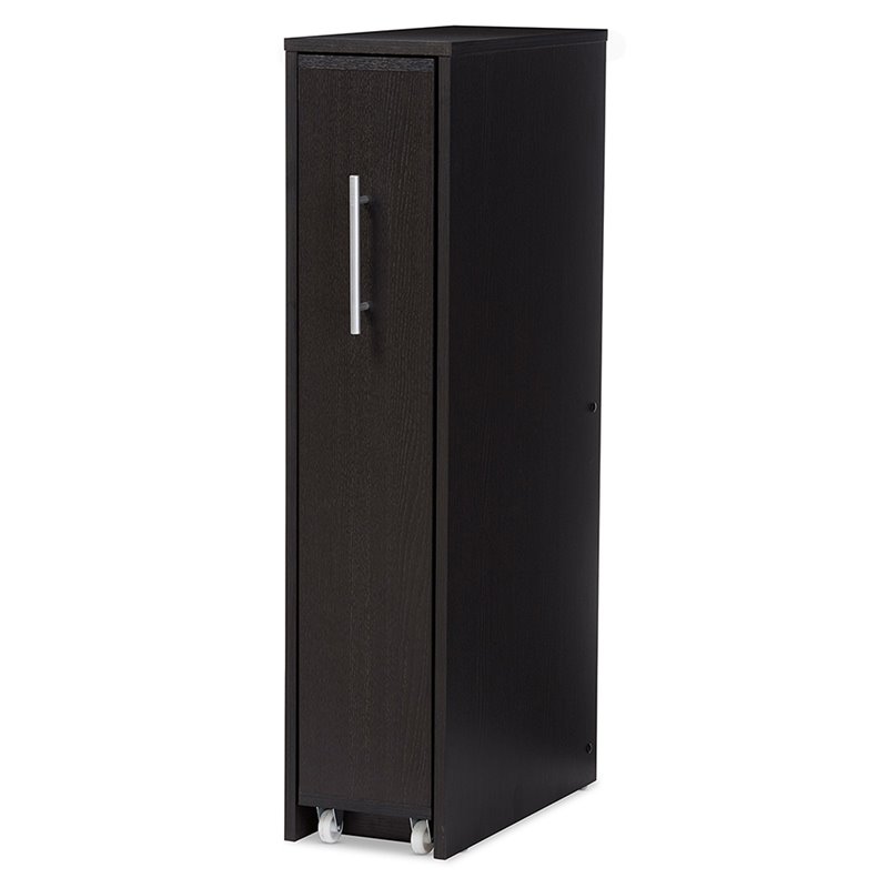 Baxton Studio Lindo 1 Pull Out Door Media Storage Cabinet in Brown