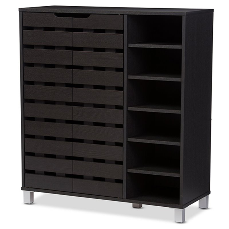 Baxton Studio Shirley 2 Door Shoe Cabinet in Espresso