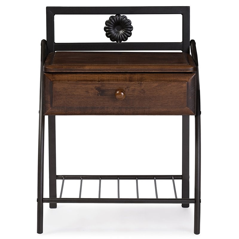 Baxton Studio Jevenci 1 Drawer Nightstand in Brown and Black