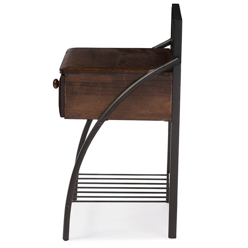 Baxton Studio Jevenci 1 Drawer Nightstand in Brown and Black