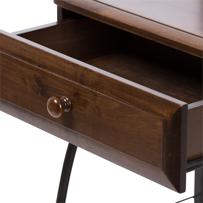 Baxton Studio Jevenci 1 Drawer Nightstand in Brown and Black