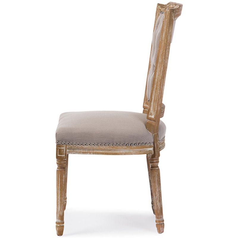 Baxton Studio Estelle Tufted Dining Side Chair in Oak and Beige