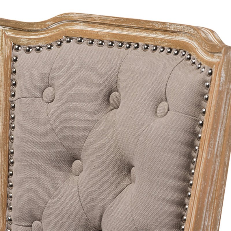 Baxton Studio Estelle Tufted Dining Side Chair in Oak and Beige