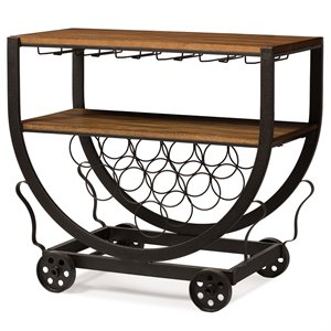 baxton studio triesta bar cart in antique black and brown