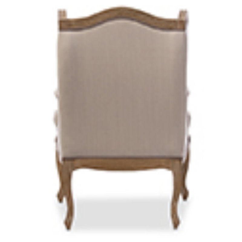 Baxton Studio Oreille Accent Chair in Dark Beige and Brown