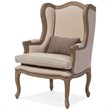 Baxton Studio Oreille Accent Chair in Dark Beige and Brown