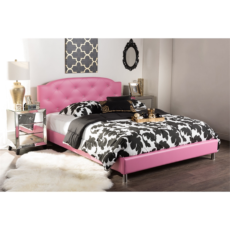 Baxton Studio Canterbury Faux Leather Tufted Queen Platform Bed