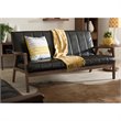 Baxton Studio Nikko Faux Leather Sofa in Black and Walnut