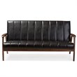 Baxton Studio Nikko Faux Leather Sofa in Black and Walnut