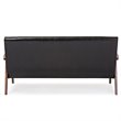 Baxton Studio Nikko Faux Leather Sofa in Black and Walnut